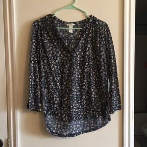 H&M blue floral top